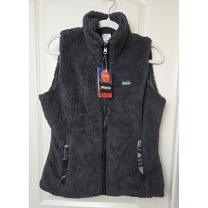 Patagonia W's Los Lobos Reversible Vest 2012 Gatos Fuzzy Pile Black Slim Size L